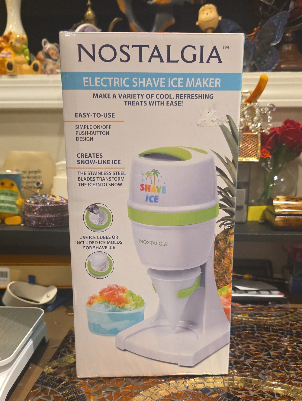 Nostalgia Kids Shave Ice Maker in White and Lime Green